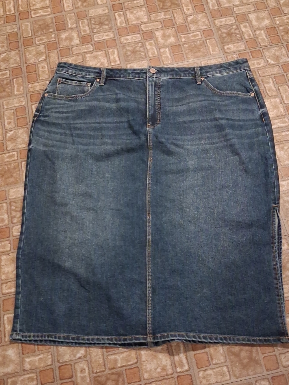 Classic Blue Denim Skirt - Women's Straight Midi